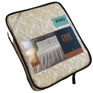 Frye King Sheet 4 Pc Set Flat Fitted Pillowcase Tan Feather 100% Cotton NEW